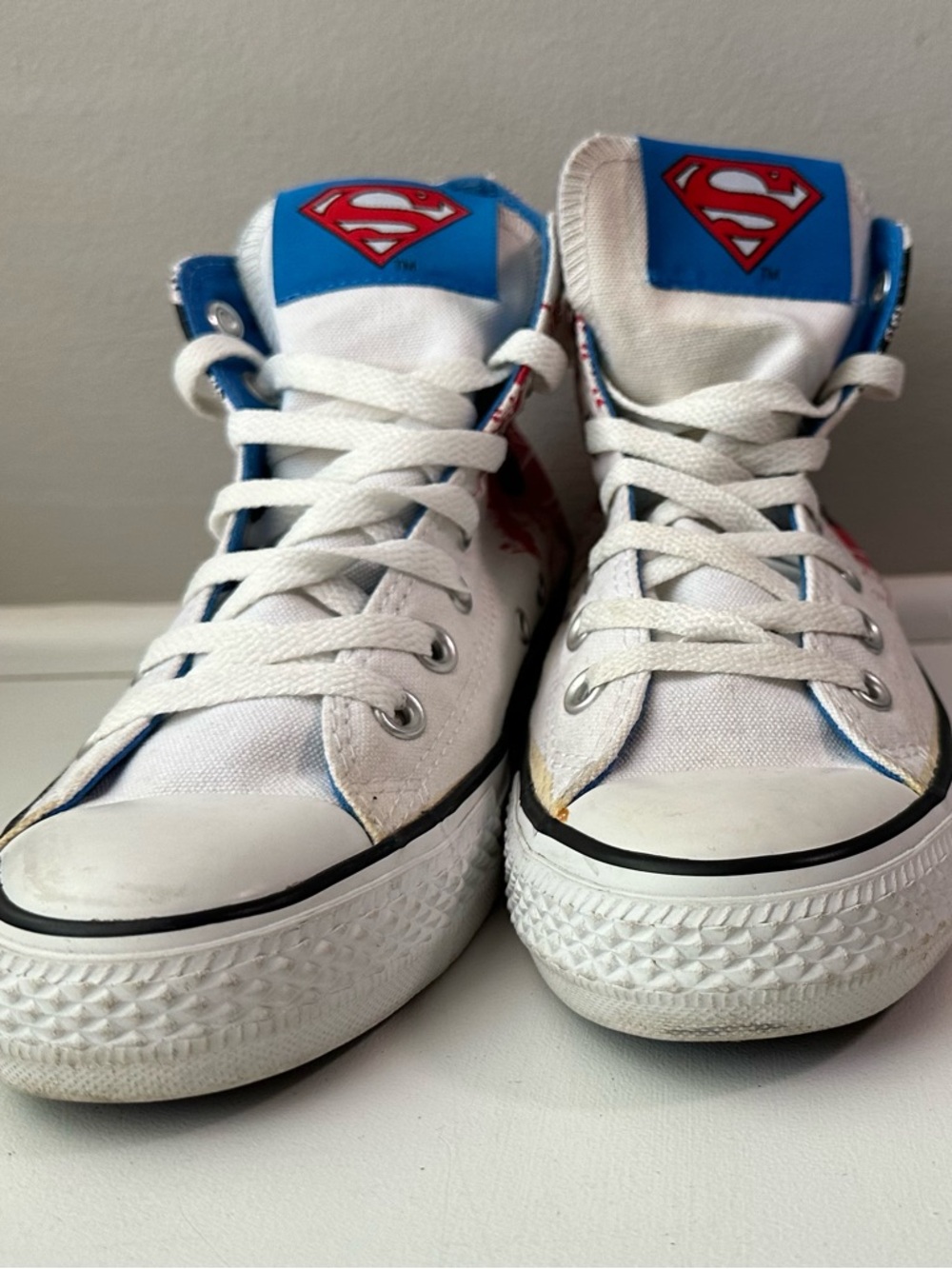 Converse White, Red & Blue Superman High-Top Sneakers - Picture 2 of 7
